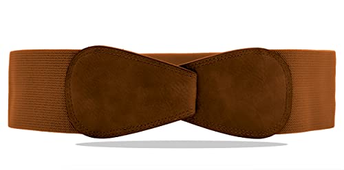 Van Der Rich ® - Ceinture Obi Élastique Extensible Largeur 7 cm - Femme (Camel,TU)
