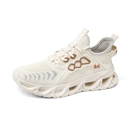 Mens Lightweight Shock - Absorbing Slip on Loafers Laceless Design Blade - Shaped Running Sneakers with mesh Material Ideal for Trail Jogging and Casual Athletic Activities