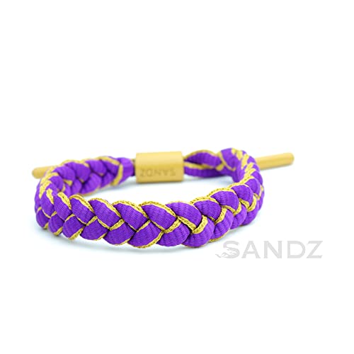 SANDZ Omega Psi Phi Fraternity adjustable wristband bracelet - Greek letters center charm, Purple and Gold paracord, lace tips debossed with founding year 1911, perfect paraphernalia gift!3