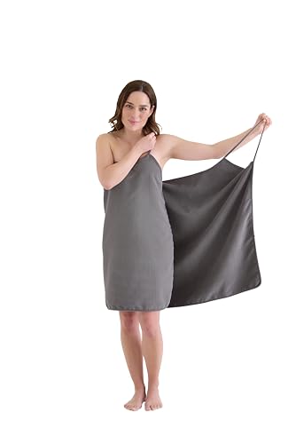 CB Home & Style Handtuchkleid Damen Badetuch mit Trägern (Anthrazit, S/M - 70x140cm)