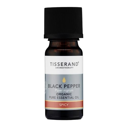 Tisserand Organic Pure Essential Oil - Effective Immune Booster - Eases Achy Muscles - Warm Spicy Woody Stimulating Aroma - Black Pepper - 0.3 oz