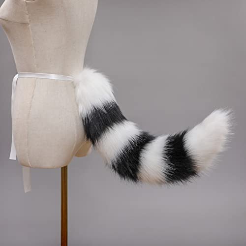 XINCHIA Faux Fur Fox Cat Ears Headband Tail Set Fluffy Wolf Fox Cosplay Costume Hair Hoop Long Tail Kit Animal Dress Up Fancy Dress Hairband Accessories Halloween Role Play Party Costume for Adults - Image 3