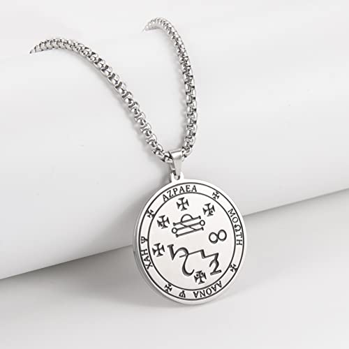 VASSAGO Seal of Archangel Azrael Sigil Necklace Stainless Steel Magic Amulet Necklace Talisman Symbol Necklace Pendant Jewelry Gift for Men Women3