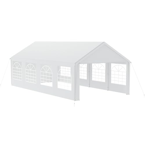 FIVMEN Pavillon Partyzelt 4x8 m mit 10 Abnehmbaren Seitenwänden Wasserdicht Stabil Winterfest Sonnenschutz Gartenpavillon Party Zelt Gartenzelt, Weiß