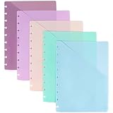 Discbound Dividers with Pockets 7x9.25 Classic Size Discbound Notebook Divider 9 Disc Bound Planner Inserts Pocket 5pcs Plastic Index Dividers for Planner Folder Office