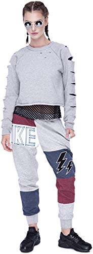 Loomiloo Cropped - Sudadera de Manga Corta para Mujer, sin Abdomen Gris Claro S/M Cover