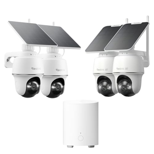 Image of REOLINK Solar Security Cameras Wireless Outdoor, Argus PT Seires Bundle with Home Hub Mini, 360 Pan Tilt Auto-Tracking, Color Night Vision, 2.4 /5 GHz Wi-Fi 6, No Subscriptions
