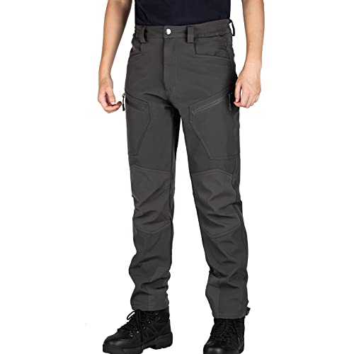 Free Soldier Men's Outdoor Cargo Hiking Pants Water Repellent Softshell Fleece Lined Snow Ski Pants (Gray 32W X 30L) #TOP6