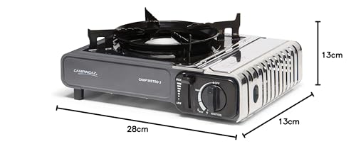 Campingaz Party Grill & Camp Bistro 3 Gaskocher, 1-flammig, Campingkocher, 2.200 Watt Leistung, kompakter Outdoorkocher, inklusive Tragekoffer für einfachen Transport, Schwarz, 34 x 28 x 13 cm