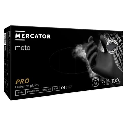 Gant Nitrile Noir MERCATOR Taille L Boîte de 100 Pièces pour Moto