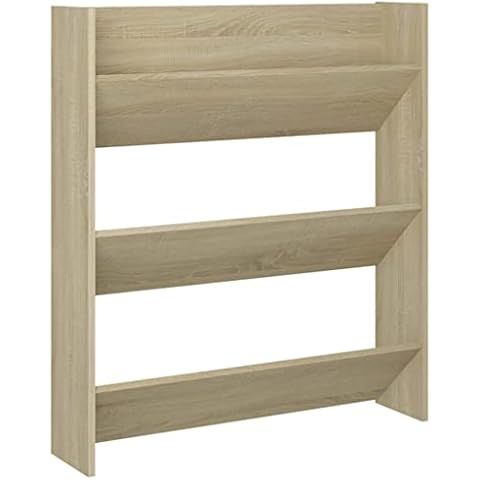 vidaXL Wall-Mounted Shoe Cabinet with Tipping Shelves Cover