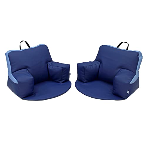 Factory Direct Partners 12367-Nvpb Softscape Relax-N-Read Bean Bag Chair With Supportive Back Rest, Storage Pockets And 1/2" Thick Foam Floor Pad, Portable Seating (2-Pack) - Navy/Powder Blue, Large #TOP24