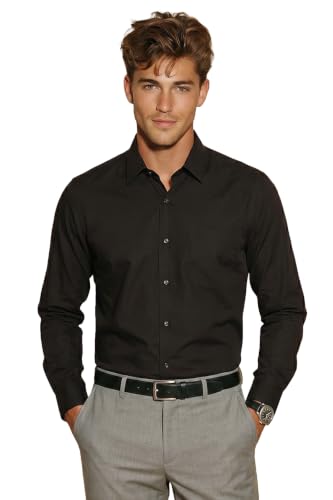 Image of Peter England Men's Premium Solid Herringbone Regular Fit Full Sleeve Formal Shirt | Wonder Fabric | Cotton Rich
