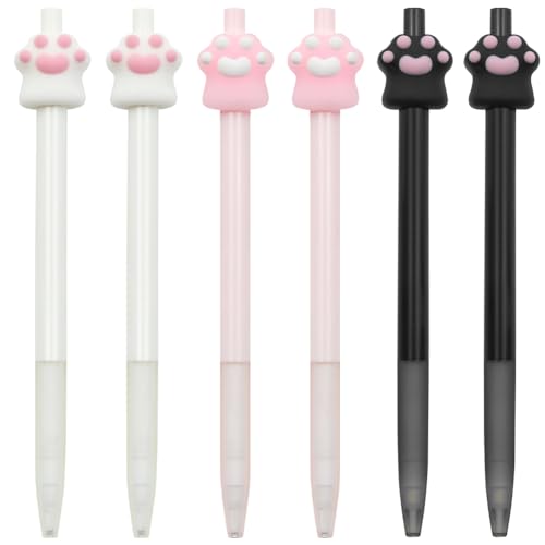 Geluode 6 Pieces Cat Paw Mechanical Pencil, Cute Cat Press Automatic Mechanical Pencils for Office School Supplies, 0.5 mm