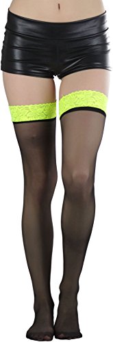 Image of ToBeInStyle Women's Sheer Banded Thigh High Socking w /Opaque Band