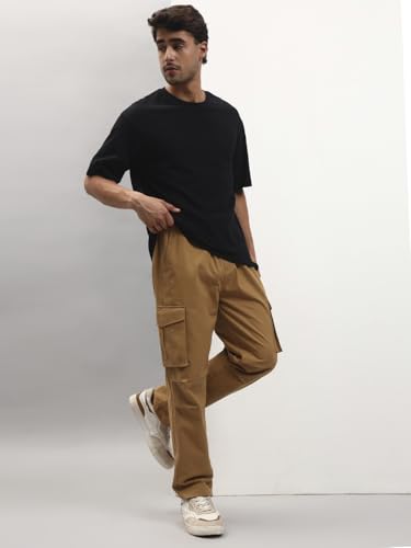 Image of Q - RIOUS Men's 6 Pocket Cotton Cargo Pants - Relaxed Fit Utility Trousers