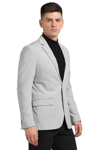 Image of Turtle Men Cotton Stretch Dobby Print Heather Grey Blazer