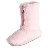 Polar Womens Memory Foam Zipper Faux Fur Covered Rubber Sole