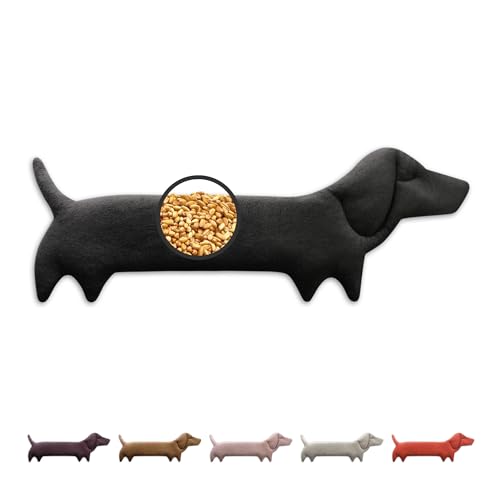 LESCHI Körnerkissen für Mikrowelle (52x20cm), aus 100% Bio Baumwolle und Bio Weizen, Hund Schwarz, Wärmekissen, Nackenwärmer ideal als Wärmespender und bei Verspannungen an Nacken Schulter Hals Rücken