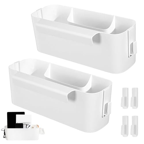 qhklew Bedside Hanging Storage, Hanging Bed Organiser Storage Basket, Storage Rack Organizer Caddy with 2 Detachable Hooks, for Office, School, Home, Dorm, Bunk Bed