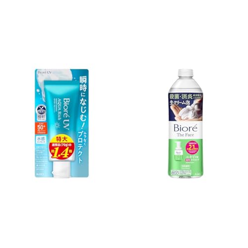 【セット買い】Biore ビオレUV アクアリッチ ウォータリーエッセンス 100g 日焼け止め SPF50 【Amazon.co.jp限定】 + ビオレ ザフェイス アクネケア つめかえ用 340ml(約2.1回分)【泡洗顔】【まさつレス】【ニキビ予防】