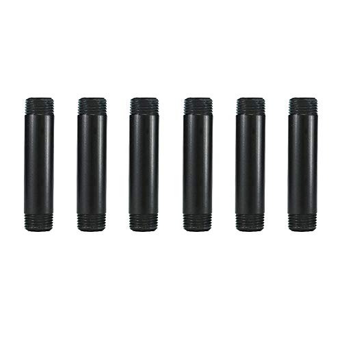 GeilSpace 6 Pack 1/2" × 4" Pre-Cut Black Metal Pipe, Industrial Steel Fits Standard Half Inch Threaded Pipes and Fittings - Vintage DIY Industrial Shelving (1/2" × 4", Black)