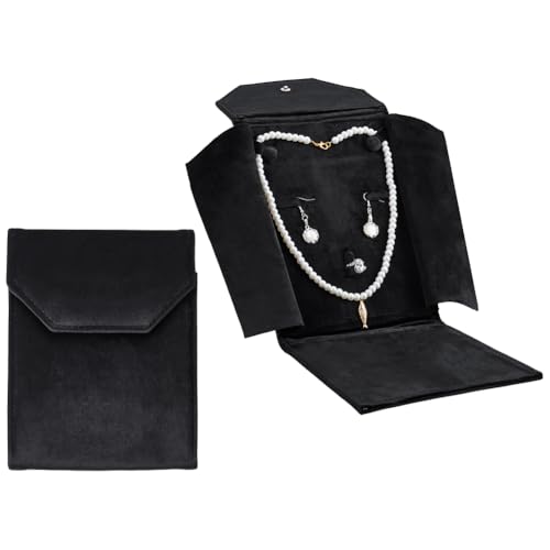 nbeads Étui de Rangement de Voyage pour Colliers et Bijoux en Velours, 21x15.5x2.5cm Présentoir à Colliers Étui à Bijoux de Voyage pour Bagues Chaînes...