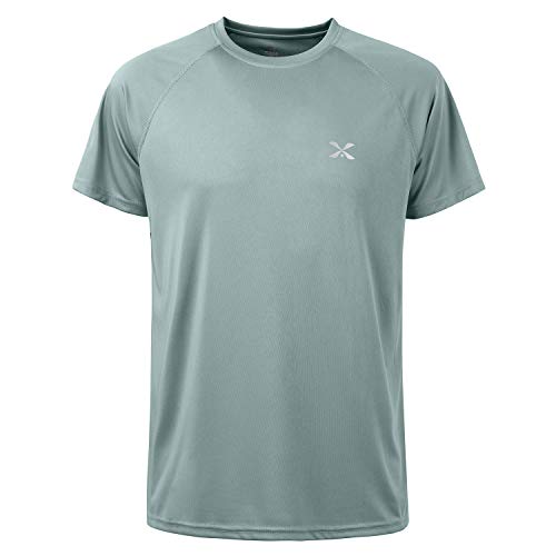 Corna Men's Running T-Shirt Moisture Wicking Performance Short Sleeve Outdoor Sun Protection Swim Top Quick Dry Workout Shirts Gray S #TOP15