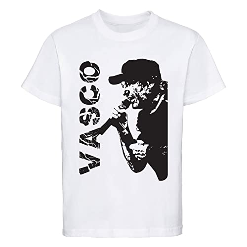 MAGLIERIA CONFORTI Maglietta t-Shirt di Vasco Tour 2024 stilizzata Bianca o Nera per Uomo Donna Ragazzi (IT, Testo, L, Regular, Regular, Bianco)