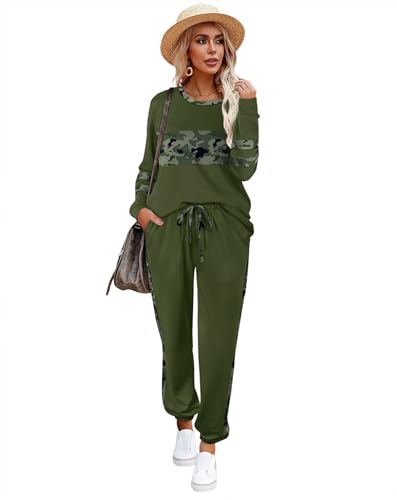 Image of Aloodor Sweatsuit for Women 2 Piece Outfits for Womens Crewneck Sweatshirts Pullover