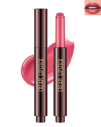 Moisturizing Lipstick Pen, Red Nude Pink Shimmer Glossy Plumping Lip Gloss,Hydrating Tinted Lip Balm,Long Lasting Waterproof Jelly Lip Gloss Plumper Lip Tint Stain,Christmas Makeup Gift for Women-03
