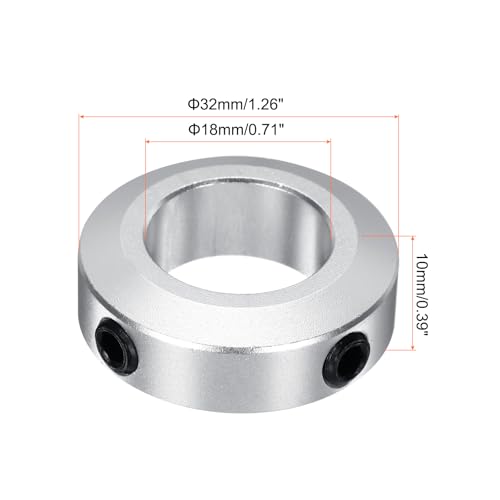 QUARKZMAN Aluminium Stellringe 18 mm Innendurchmesser Klemmring Silber Wellensicherungsring Bohrung Set-Schrauben-Stil Klemmringe Tiefenanschlag für Bohrer Auto Robotik Fertigung 4 Stück