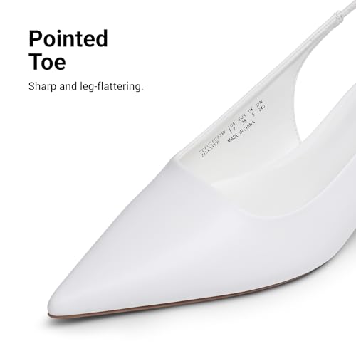 DREAM PAIRS Women's Kitten Heels Slingback Low Closed Toe Comfortable Pumps Pointed Toe Wedding Party Elegant Dress Shoes,Size 6,White,SDPU25093W - Image 4
