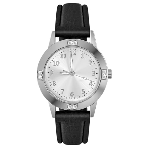 AOOSU Damenuhr Leder, Damen Analog Quarz Uhr mit Leder Armband, Uhren Damen Einfache Business Klassische Armbanduhr Lässig Quarzuhr Kleideruhr