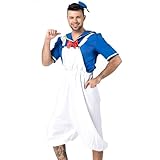 [BingDi] ハロウィン コスプレ アヒル セーラー服 男性用 海軍風 ダック コスチューム 大人 ドナルド 仮装 メンズ 4点セット（男性XLサイズ） [並行輸入品]