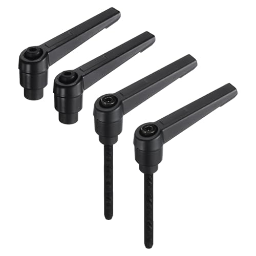 Image of uxcell 4pcs Clamping Lever Adjustable Handle Set Metric M5 x 50mm Male & M5 Female Thread Level Handles Hand Stud Knobs Quick Release Black for Lathe Machinery