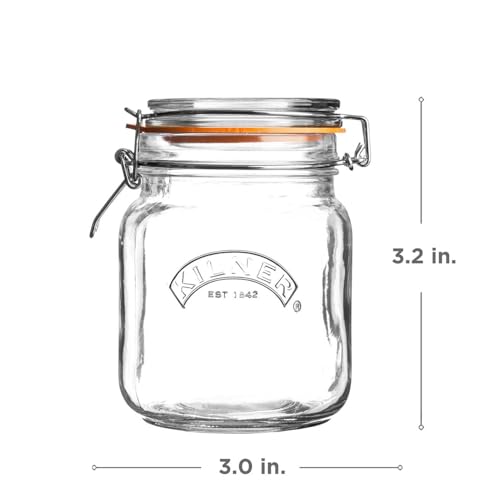 Image of Kilner Premium 70ml Airtight Square Mini Clip Top Glass Jar for Food Storage | Multipurpose, BPA Free, Reusable Small Kitchen Container