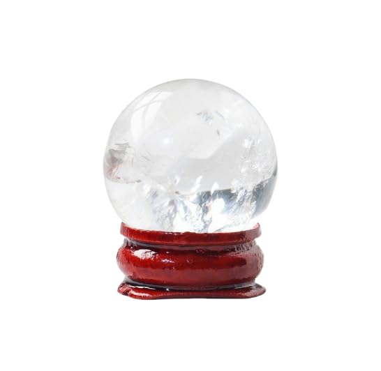 Namzi 1 Piece White Natural Crystal Original Stone Ball with Base, Planetary Science Popularization Mineral Logo Ornament Seven Star Gust Water Ball