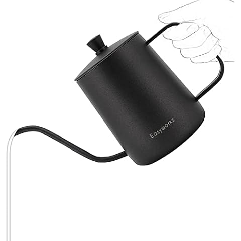 Easyworkz Gage Gooseneck Pour Over Coffee Kettle 600ml Stainless Steel 304 Coffee Pot with Long Narrow Spout Hand Drip Kettle Cover
