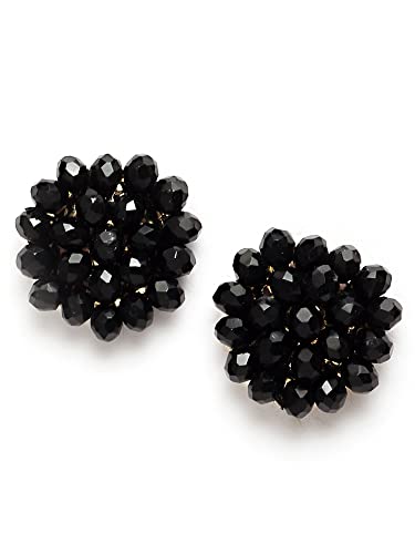 Image of Karatcart Black Crystal Beaded Choker Necklace Setfor Women