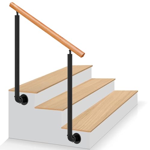 Verstellbare Holztreppe für 2 bis 3 Stufen, Außenveranda, Garten, Korridor, Dachboden, Villa, seitlich montiert, Übergangs-Design, Höhe 95 cm