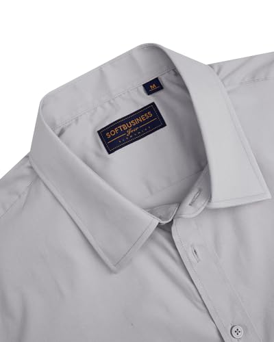 Image of J.VER Men's Short Sleeve Dress Shirts Stretch Stain Shield Casual Button Down Shirts Solid Formal Shirt