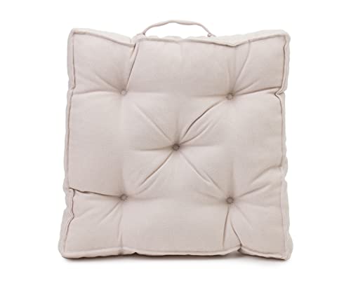 Gözze - Boxkissen mit Tragegriff, Sitzkissen, Gesteppt, Darco, 40 x 40 x 7 cm - Creme – Ansicht 1