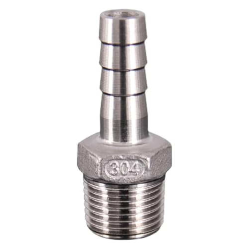 DSZUJTYROP 1pc 304 Stainless Steel 1/2' BSPT Male Threaded Joint Hose Water Pipe Reducer 12mm