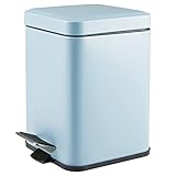 mDesign 1.5 Gallon quare Small Metal Step Trash Can Wastebasket, Garbage Container Bin for Bathroom,...