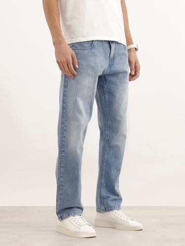 Image of WROGN Men's Mid-Rise Jeans | 100% Cotton | Anti-Fit Relaxed Silhouette