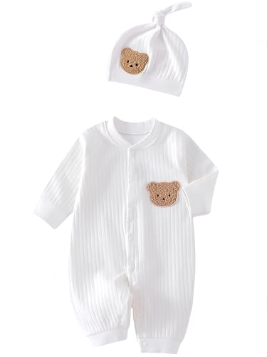 Baby Cotton Long Sleeve Romper Outfit with Hat