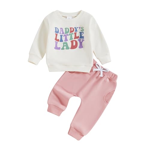 Image of LIOMENGZI Toddler Baby Girl Fall Winter Clothes Outfits Funny Letter 6 12 18 24 Months 2T 3T Girl Fall Sweatshirt Pant Set