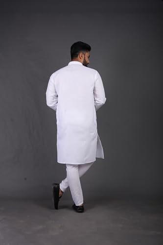 Image of Men's Cotton Blend Plain Kurta Comfortable and Stylish