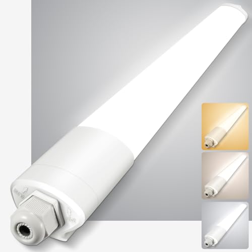 LED Feuchtraumleuchte 150cm, 48W 5280LM 3000K/4000K/6500K Verknüpfbare Feuchtraumlampe, Ultraslim Deckenleuchte Feuchtraum Flach Wannenleuchte, IP65 Wasserfest Werkstattlampe für Garage Keller